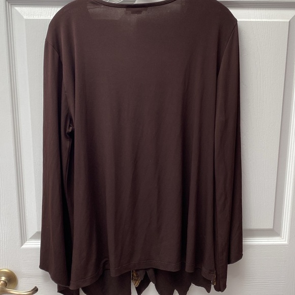 U women's Decaf brown stretch long sleeve plus size top 2X - Picture 2 of 3